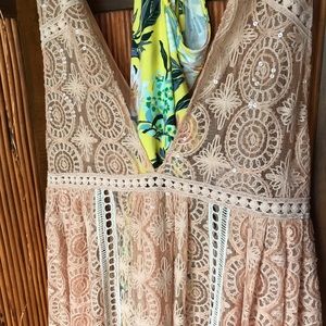 Free people lace dress with bodysuit SZ M